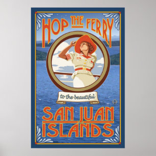 Hop Ferry - Iles San Juan, WA Affiche de voyage