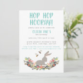 Hop Hop Hooray Rabbit Anniversaire Fête Invitation (Debout devant)