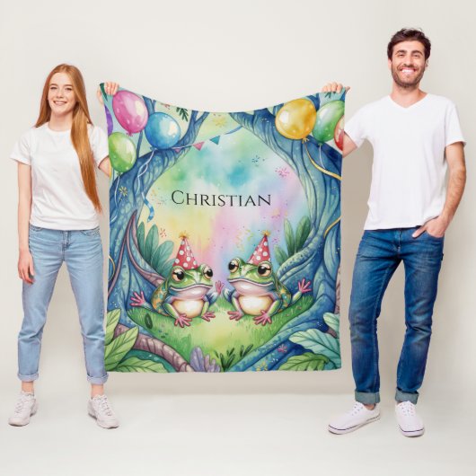 Hop On Over Birthday Party Gift Fleece Deken (In situ)