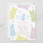 Hop on Over Bunny & Butterfly Easter Brunch Kaart (Voorkant)