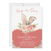 Hop On Over Roze Beige Waterverf Paasbrunch