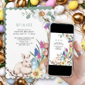 Hop On Over Spring Floral Pâques Brunch Invitation