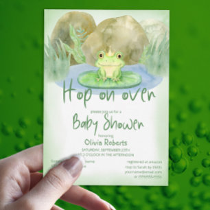 Hop on over Waterverf Princess Frog Baby shower Kaart