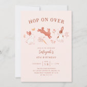 Hop op Over Bunny Meisje Verjaardagsfeestje Kaart (Voorkant)