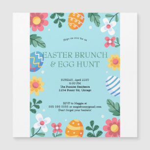 Hop op Over Pasen Brunch Ei Hunt Bunny Floral Magnetische Uitnodiging