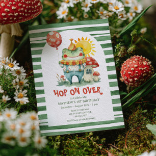 Hop op over Schattigee Clown Frog Waterverf Verjaa Kaart