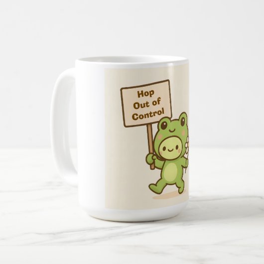 HOP Out of Control Frog Cute Whimsical Life Koffiemok (Voorkant links)