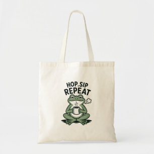Hop Sip Repeat Grappig Kikker Koffie Design Tote Bag
