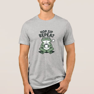 Hop Sip Repeat Grappig Kikker Koffie Design Tri-Blend Shirt