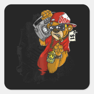 Hop Teddy Bear Gangster Rap Vierkante Sticker