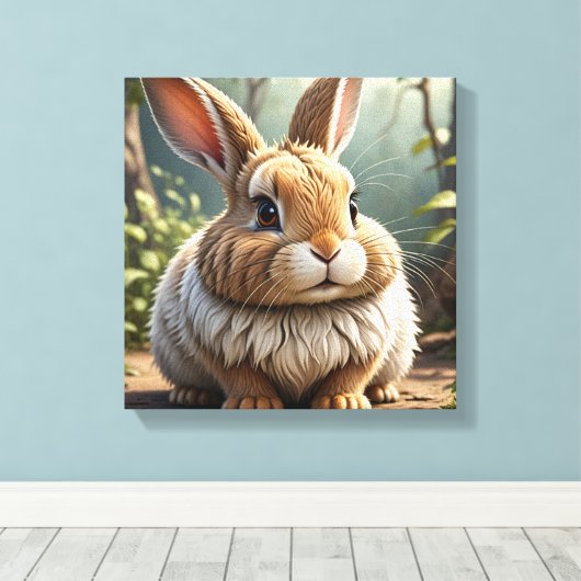 Hop to Happiness: Grappige konijn zit  Canvas Afdruk (Insitu (Houten vloer))