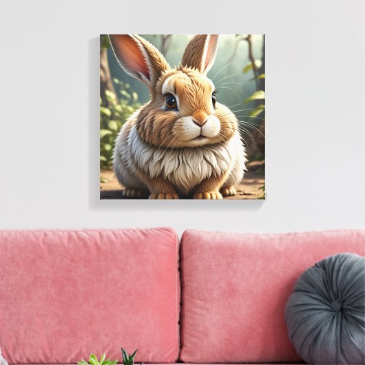 Hop to Happiness: Grappige konijn zit  Canvas Afdruk (Insitu (Woonkamer))