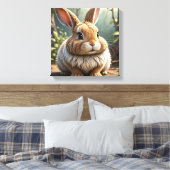Hop to Happiness: Grappige konijn zit  Canvas Afdruk (Insitu (Slaapkamer))
