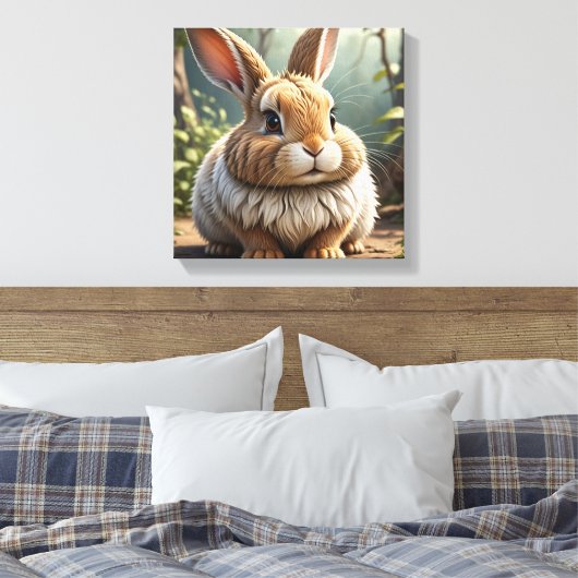 Hop to Happiness: Grappige konijn zit  Canvas Afdruk (Insitu (Slaapkamer))