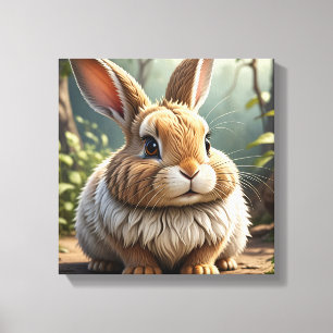 Hop to Happiness: Grappige konijn zit Canvas Afdruk