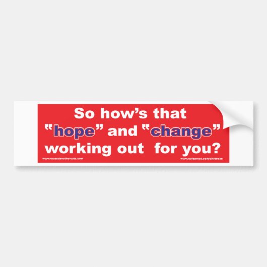HOPE-and-Change-in-RED-2 Bumpersticker (Voorkant)