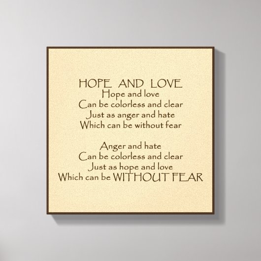 Hope and Love Poem Wrapped Canvas (Voorkant)