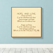 Hope and Love Poem Wrapped Canvas (Insitu (Houten vloer))