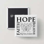 Hope Believe Faith - Lung Cancer Vierkante Button 5,1 Cm (Voorkant /achterkant)