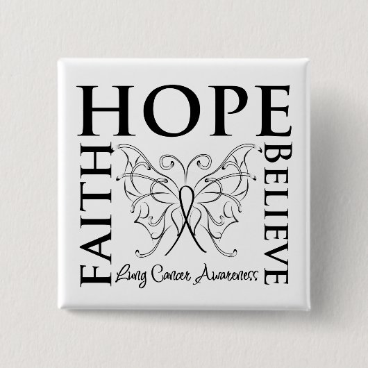 Hope Believe Faith - Lung Cancer Vierkante Button 5,1 Cm (Voorkant)