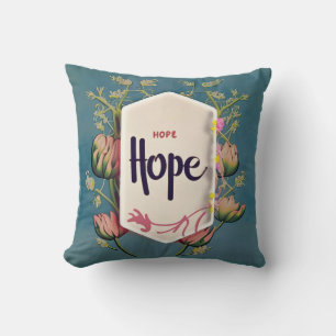 Hope Bloeit - Elegante Bloemtypografie Kussen
