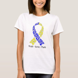 Hope Blue en Yellow Awareness Ribbon T-shirt