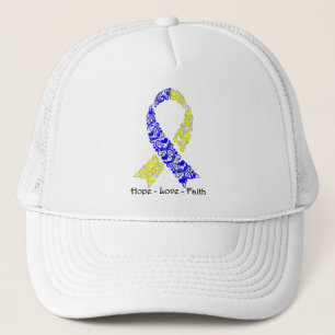 Hope Blue en Yellow Awareness Ribbon Trucker Pet