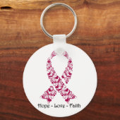Hope Burgundy Awareness Ribbon Sleutelhanger (Voorkant)