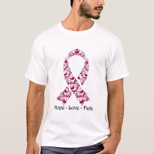 Hope Burgundy Awareness Ribbon T-shirt (Voorkant)