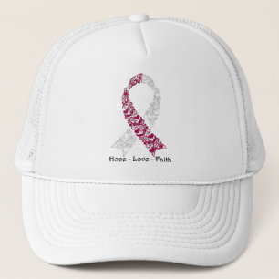 Hope Burgundy en White Awareness Ribbon Trucker Pet
