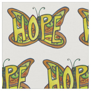 Hope Butterfly Inspirerend Word Fabric Material Stof