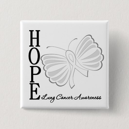 Hope Butterfly Lung Cancer Vierkante Button 5,1 Cm (Voorkant)