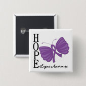 Hope Butterfly Lupus Vierkante Button 5,1 Cm (Voorkant /achterkant)