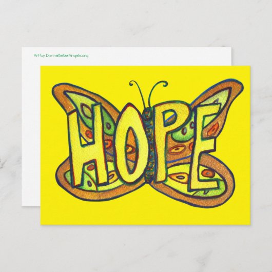 Hope Butterfly Word Art Inspirerend Briefkaarten (Voorkant / Achterkant)