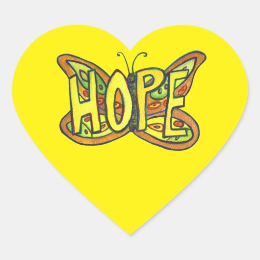 Hope Butterfly Word Art Inspirerend Stickers (Voorkant)