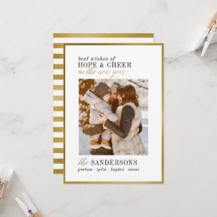 Hope & Cheer Nieuwe jaren Elegant modern Gold Li Kaart