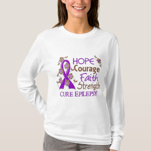 Hope Courage Faith Sterkte 3 Epilepsy T-shirt