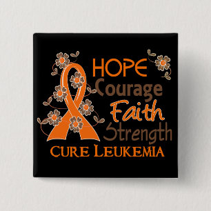 Hope Courage Faith Sterkte 3 Leukemie Vierkante Button 5,1 Cm