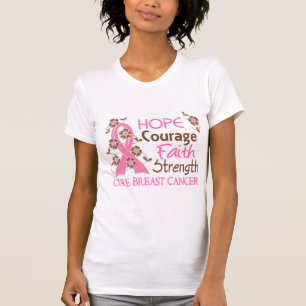 Hope Courage Faith Strength 3 Breast Cancer T-shirt