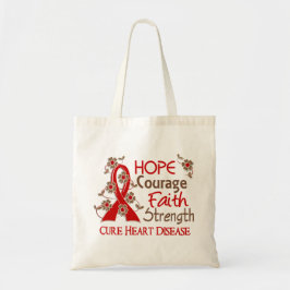 Hope Courage Faith Strength 3 Heart Disease Tote Bag