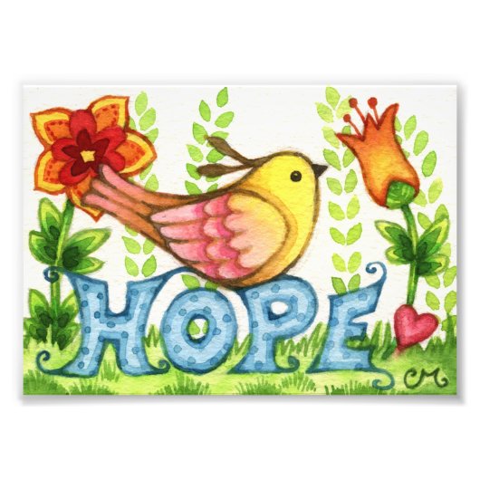 Hope - Cute Bird Print Foto Afdruk (Voorkant)