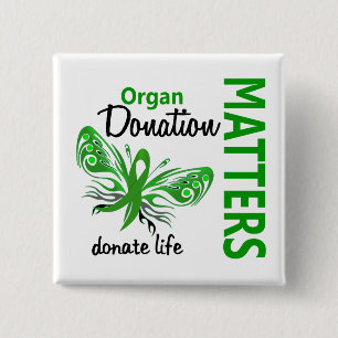 Hope doet Butterfly Organ Donation Vierkante Button 5,1 Cm