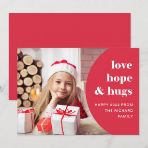 Hope en Hugs   Kromp Lijst Foto rood Feestdagenkaart