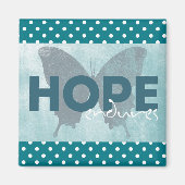 "Hope Endures" Beau Magnet Papillon Bleu (Devant)