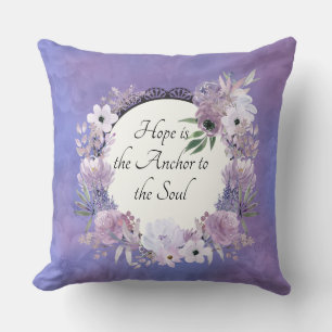 Hope est l'Ancre Purple Watercolor Coussin
