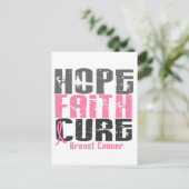 HOPE FAITH CURE BREAST CANCER BRIEFKAART (Staand voorkant)