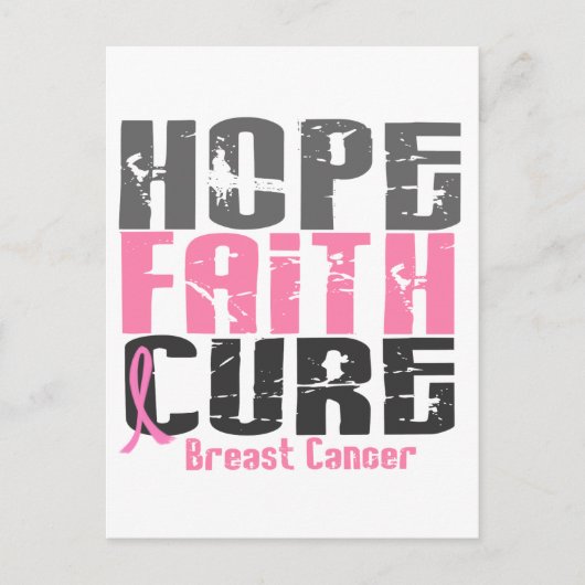HOPE FAITH CURE BREAST CANCER BRIEFKAART (Voorkant)