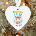 Hope Faith Love<br><div class="desc">J'Espère Que La Foi Aime. Ornement acrylique, Ornement cardiaque acrylique. La saison de Noël est de nouveau là et les gens sont occupés à préparer un dîner de Noël parce que Noël est un moment pour les réunions de famille, les liens familiaux et le renouvellement des amitiés. Préparez-vous à Noël...</div>
