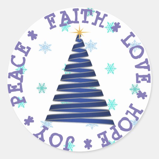 HOPE FAITH LOVE JOY KERST STICKER (Voorkant)