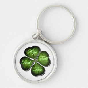 Hope, Faith, Love & Luck 4 Leaf Clover Sleutelhanger